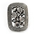 Vintage Inspired Hematite Crystal Rectangular Clip On Earrings In Antique Silver - 25mm L - view 3