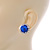 Sapphire Blue/ Clear Round Cut Acrylic Bead Stud Earrings In Silver Tone - 20mm D - view 2