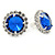 Sapphire Blue/ Clear Round Cut Acrylic Bead Stud Earrings In Silver Tone - 20mm D - view 6