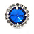 Sapphire Blue/ Clear Round Cut Acrylic Bead Stud Earrings In Silver Tone - 20mm D - view 4