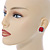 Siam Red/ Clear Round Cut Acrylic Bead Stud Earrings In Silver Tone - 20mm D - view 3
