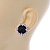 Jet Black/ Clear Round Cut Acrylic Bead Stud Earrings In Silver Tone - 20mm D - view 6