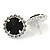 Jet Black/ Clear Round Cut Acrylic Bead Stud Earrings In Silver Tone - 20mm D - view 5