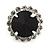 Jet Black/ Clear Round Cut Acrylic Bead Stud Earrings In Silver Tone - 20mm D - view 7