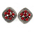Vintage Inspired Red Crystal Square Clip On Earrings In Antique Silver - 23mm L - view 11