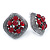 Vintage Inspired Red Crystal Square Clip On Earrings In Antique Silver - 23mm L - view 7