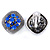 Vintage Inspired Sapphire Blue Crystal Square Clip On Earrings In Antique Silver - 23mm L - view 5