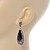 Antique Silver, Hematite Crystal, Black Acrylic Stone Teardrop Earrings - 50mm L - view 5