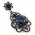 Victorian Style Filigree Montana Blue Glass, Crystal Drop Earrings In Antique Silver Tone - 50mm L - view 5
