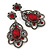 Victorian Style Filigree Ruby Red Glass, Crystal Drop Earrings In Antique Silver Tone - 50mm L