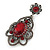 Victorian Style Filigree Ruby Red Glass, Crystal Drop Earrings In Antique Silver Tone - 50mm L - view 6