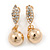 Gold Plated Crystal Ball Clip On Earrings - 40mm L - view 4