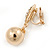 Gold Plated Crystal Ball Clip On Earrings - 40mm L - view 2