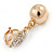 Gold Plated Crystal Ball Clip On Earrings - 40mm L - view 3