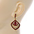 Vintage Inspired Burgundy Red Crystal, Filigree Teardrop Earrings In Antique Gold Tone - 45mm L - view 5