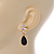 Black, Clear CZ Teardrop Earrings In Gold Plating - 35mm L - view 2