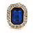 Gold Tone Clear, Blue Crystal Square Clip On Earrings - 23mm L - view 2