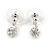 3 Pairs of Crystal Ball Drop and Stud Earring Set In Silver Tone- 10mm, 8mm, 6mm - view 4