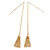 Gold Plated Tassel with Long Chain Drop Earrings - 12cm L - view 7