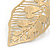 Brushed Gold Tone Leaf Earrings - 68mm L - view 3