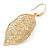 Brushed Gold Tone Leaf Earrings - 68mm L - view 5