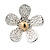 Two Tone Textured Daisy Stud Earrings - 25mm D - view 3