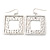 Light Silver Tone Hammered Square Double Frame Earrings - 45mm L - view 6