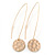 Gold Plated Hammered Coin Drop Earrings - 75mm L - view 7