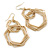 Brushed Gold Tone Geometric Octagonal Multi Hoop Drop Earrings - 70mm L