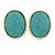 Large Oval Turquoise Style Acrylic Clip On Earrings In Gold Tone - 30mm L - view 2