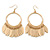 Brushed Gold Tone Hoop Earrings With Multi Leaf Charms - 75mm L - view 6