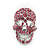 Small Dazzling Pink Crystal Skull Stud Earrings In Silver Plating - 20mm L - view 2