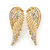Gold Plated Clear Crystal Wing Earrings - 40mm L - view 2
