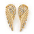 Gold Plated Clear Crystal Wing Earrings - 40mm L