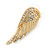 Gold Plated Clear Crystal Wing Earrings - 40mm L - view 3