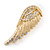 Gold Plated Clear Crystal Wing Earrings - 40mm L - view 5