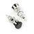 5mm Set of 2 Clear and Black Cz Round Cut Stud Earrings In Rhodium Plating - view 4