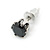 5mm Set of 2 Clear and Black Cz Round Cut Stud Earrings In Rhodium Plating - view 2