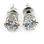 5mm Set of 2 Clear and Black Cz Round Cut Stud Earrings In Rhodium Plating - view 5