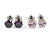 5mm Set of 2 Amethyst and Pink Cz Round Cut Stud Earrings In Rhodium Plating