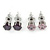 5mm Set of 2 Amethyst and Pink Cz Round Cut Stud Earrings In Rhodium Plating - view 5