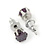 5mm Set of 2 Amethyst and Pink Cz Round Cut Stud Earrings In Rhodium Plating - view 6