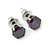 5mm Set of 2 Amethyst and Pink Cz Round Cut Stud Earrings In Rhodium Plating - view 2