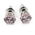 5mm Set of 2 Amethyst and Pink Cz Round Cut Stud Earrings In Rhodium Plating - view 3