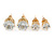 7mm, 5mm Set of 2 Clear Cz Round Cut Stud Earrings In Gold Plating