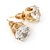 7mm, 5mm Set of 2 Clear Cz Round Cut Stud Earrings In Gold Plating - view 2