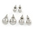 9mm, 7mm, 5mm Set Of 3 Mirrored Silver Tone Acrylic Ball Stud Earrings