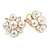 Cream Faux Pearl, Clear Crystal Clip On Earrings In Gold Tone Metal - 18mm
