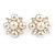 Cream Faux Pearl, Clear Crystal Clip On Earrings In Gold Tone Metal - 18mm - view 2