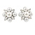 Cream Faux Pearl, Clear Crystal Clip On Earrings In Silver Tone Metal - 18mm - view 2